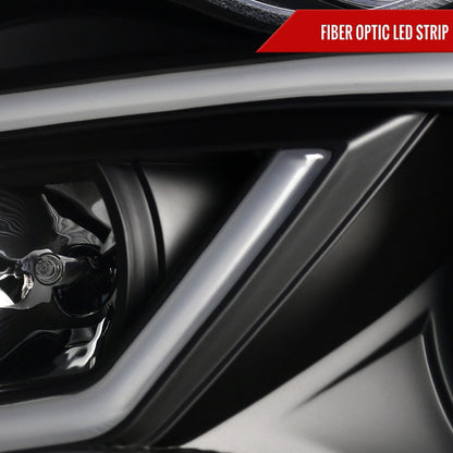 Spec-D 2001-2007 Mercedes Benz W203 C Class 4DR Projector w/ LED Light Bar & LED Turn Signal Lights Black Headlights