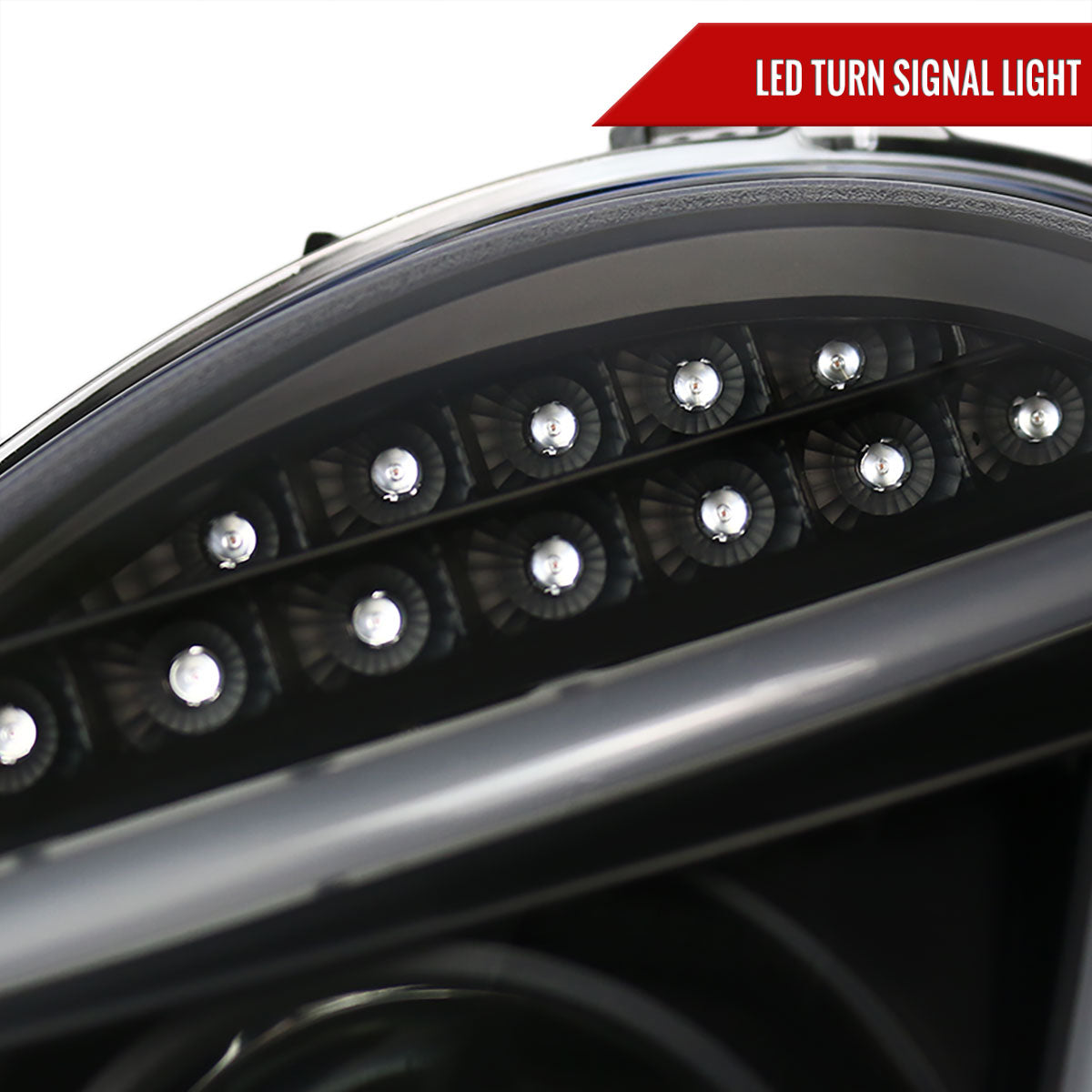 Spec-D 2001-2007 Mercedes Benz W203 C Class 4DR Projector w/ LED Light Bar & LED Turn Signal Lights Black Headlights