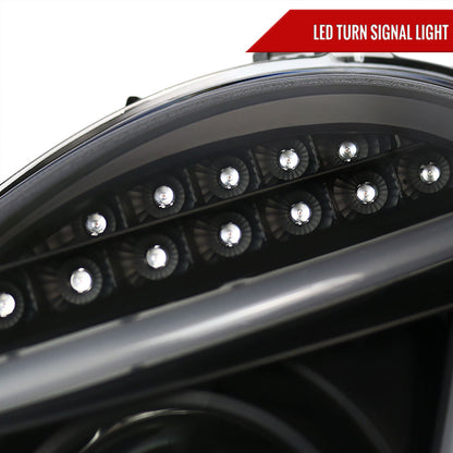 Spec-D 2001-2007 Mercedes Benz W203 C Class 4DR Projector w/ LED Light Bar & LED Turn Signal Lights Black Headlights