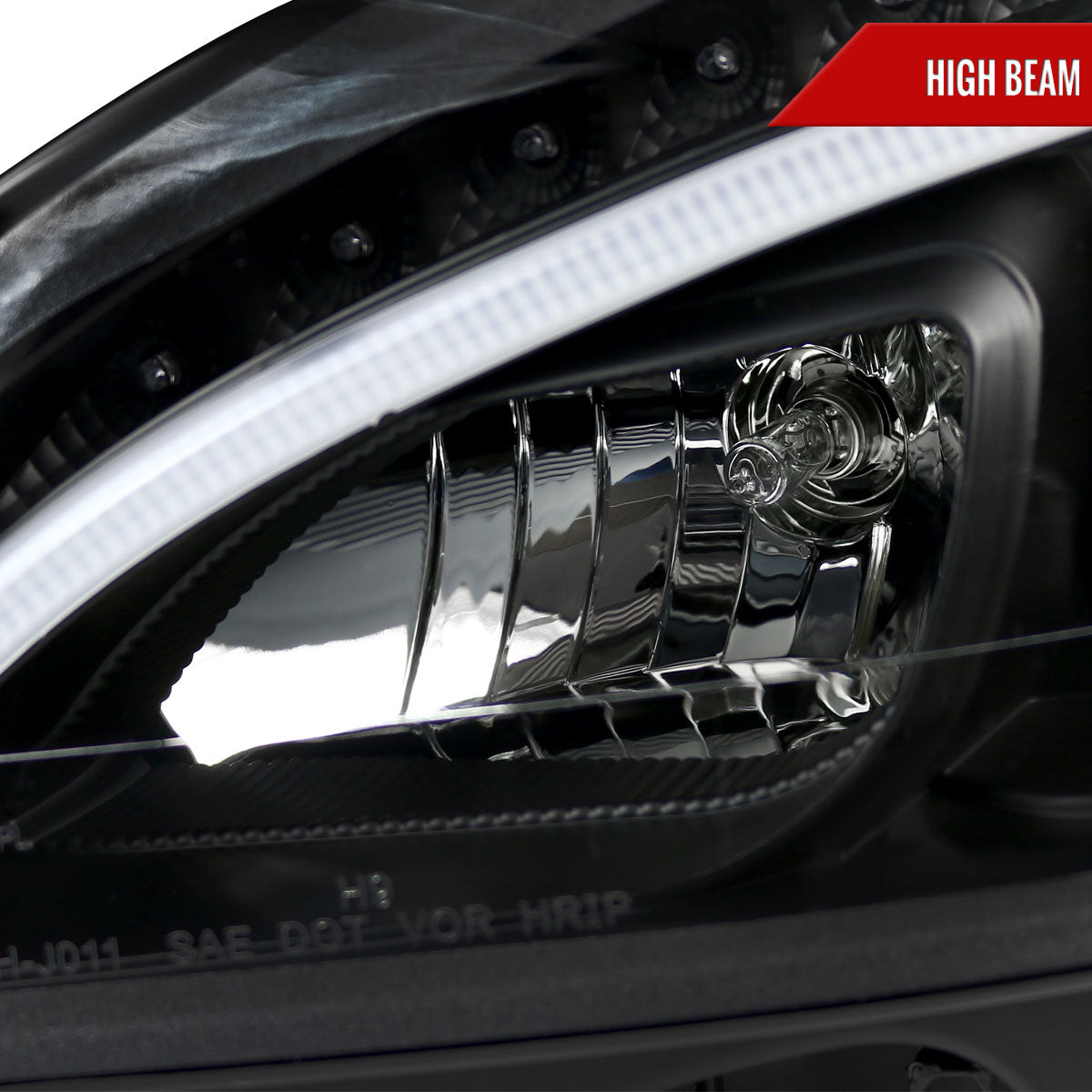 Spec-D 2008-2011 Mercedes Benz W204 C Class Projector w/ LED Light Bar & LED Turn Signal Lights Black Headlights