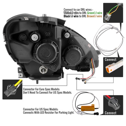Spec-D 12 Mercedes W204 C-Class chrome LED headlights