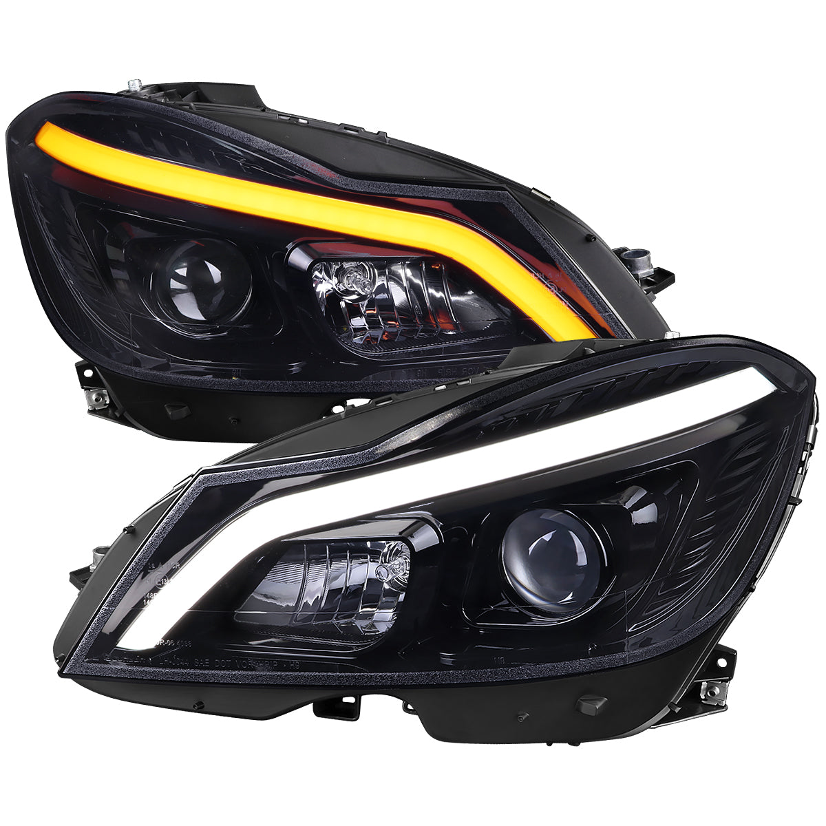 Spec-D 2012 Mercedes W204 C-Class Pro black headlights upgrade