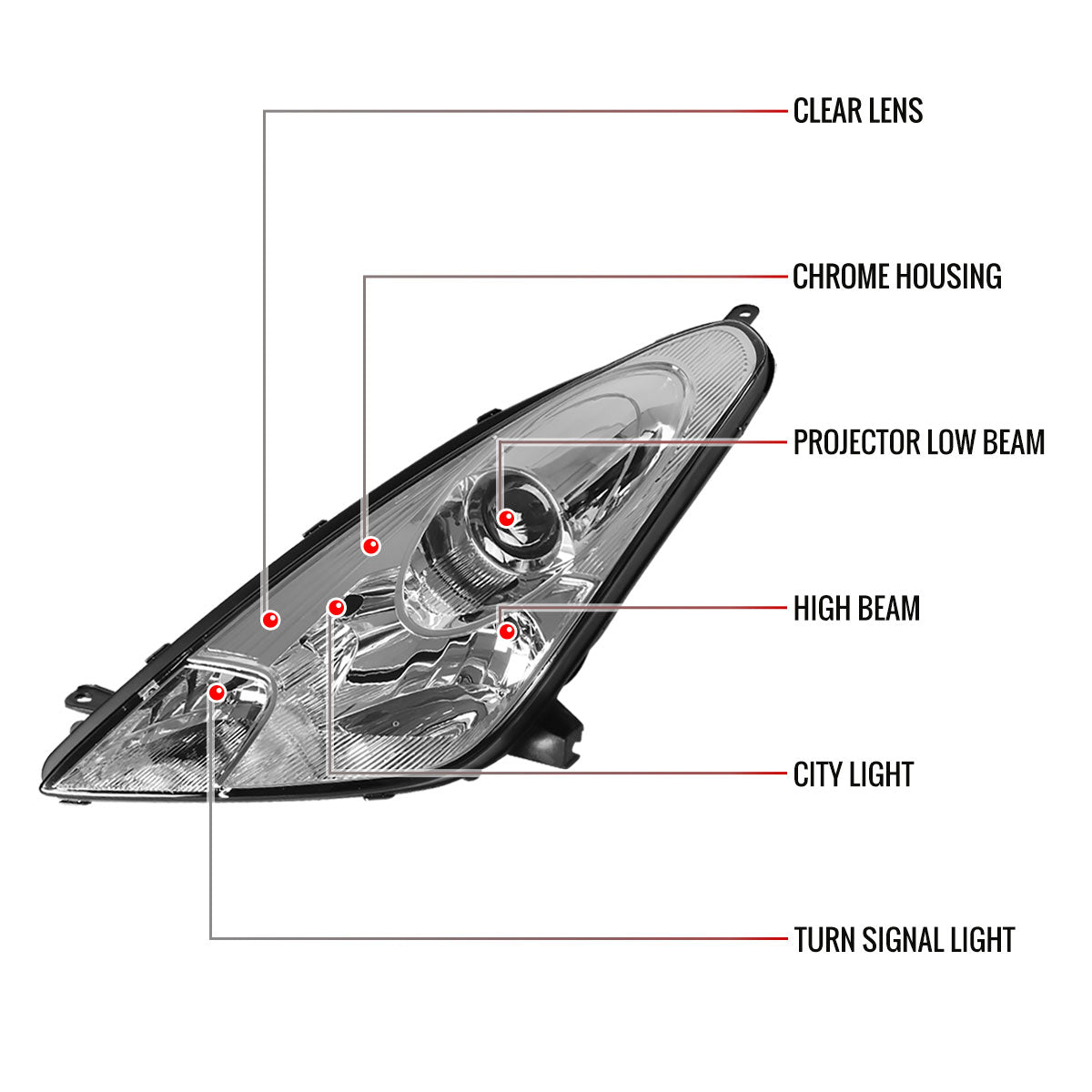 Spec-D Toyota Celica 2000-05 chrome headlights