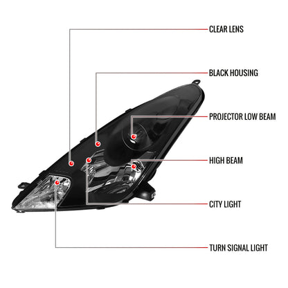 Spec-D 2000-2005 Toyota Celica Projector Black Headlights