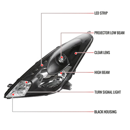 Spec-D 2000-2005 Toyota Celica Projector LED Black Headlights