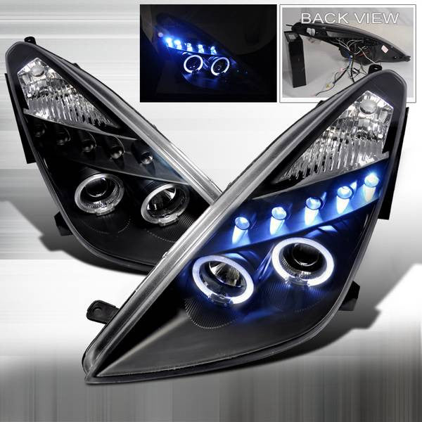 2000-2005 Celica Headlights (Projector, Halo, in Black housing)