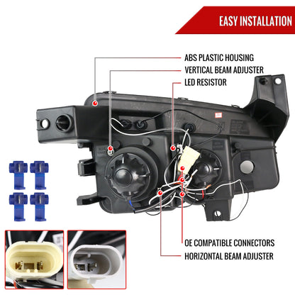 Spec-D 2005-2010 Dodge Charger Dual Halo Projector J Black Headlights