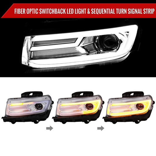 2015 Chevy Camaro LED Strip Spec-D chrome aftermarket headlights