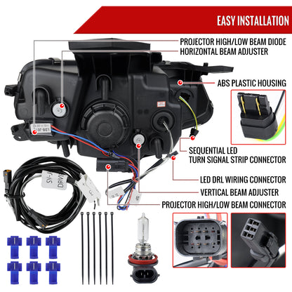 17 Chevy Camaro Strip GL Spec-D black sequential headlights