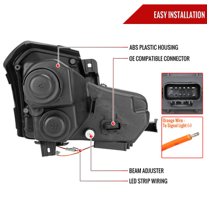 Spec-D 2003-2007 Cadillac CTS Halo Switchback Sequential LED Turn Signal Projector Black Headlights