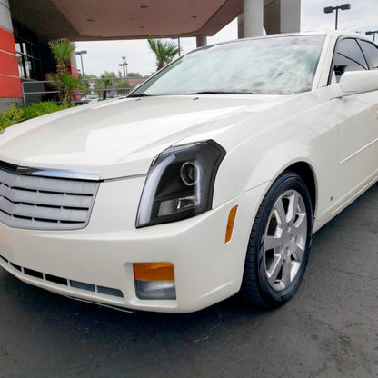 Spec-D 2003-2007 Cadillac CTS Halo Switchback Sequential LED Turn Signal Projector Black Headlights