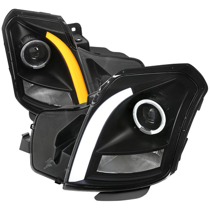 Spec-D 2003-2007 Cadillac CTS Halo Switchback Sequential LED Turn Signal Projector Black Headlights