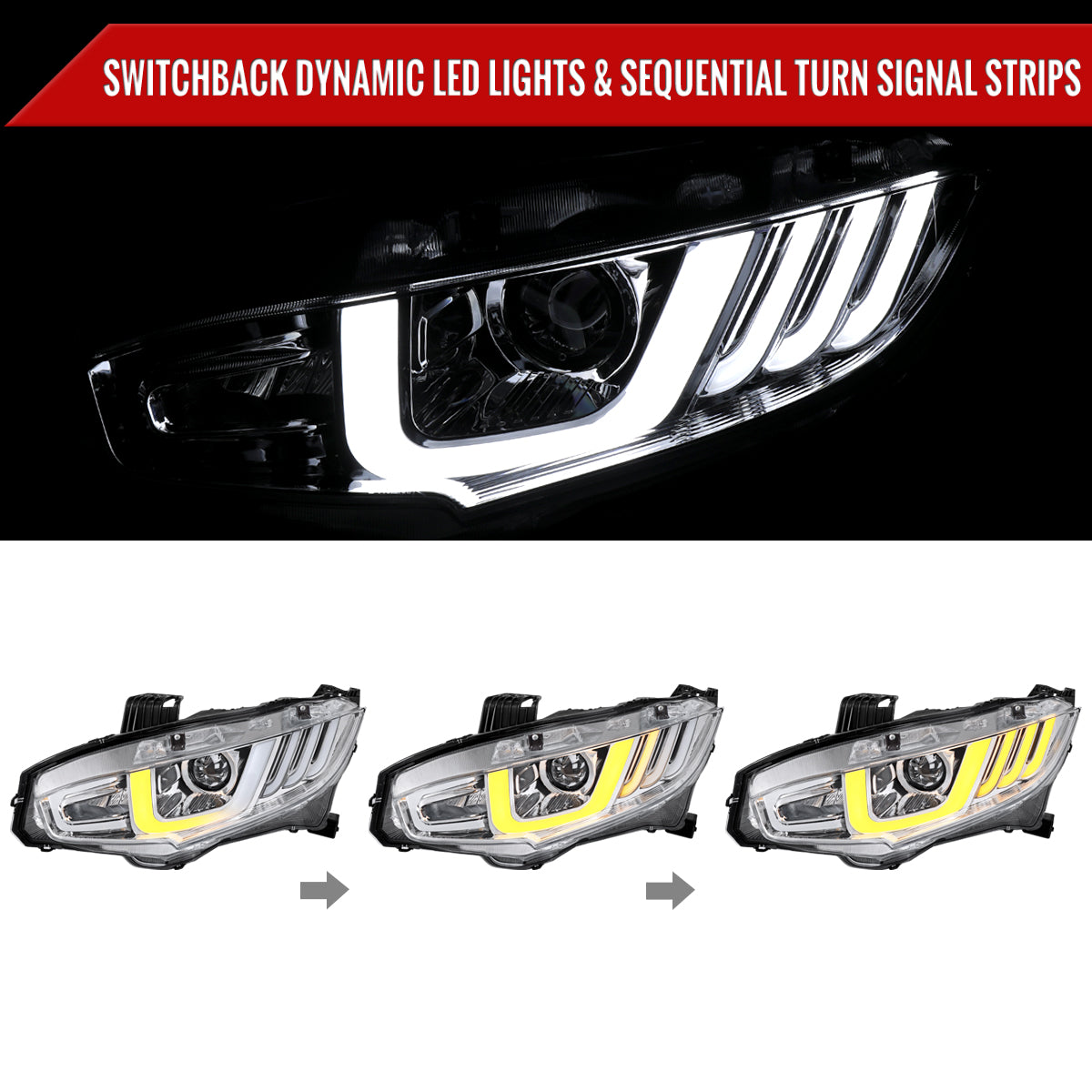 2017 Honda Civic Spec-D chrome aftermarket headlights