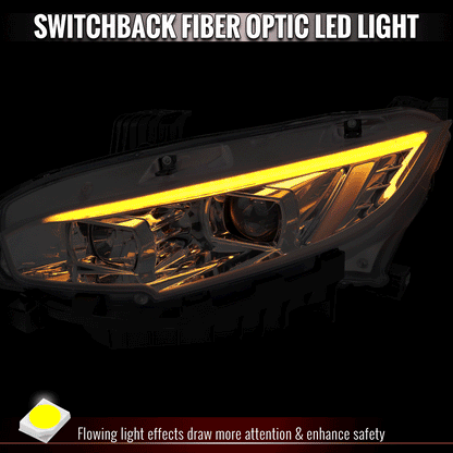 Spec-D Chrome Clear Projector Headlight Set For 2016-2021 Honda Civic