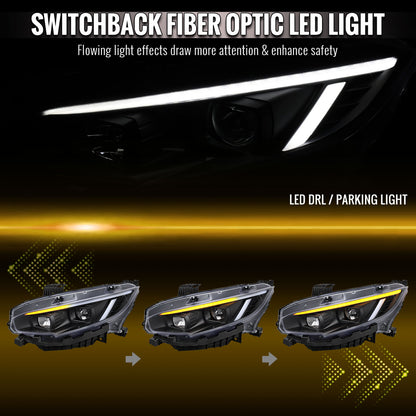 Spec-D 2016-2021 Honda Civic Chrome Projector Headlights Sequential LED