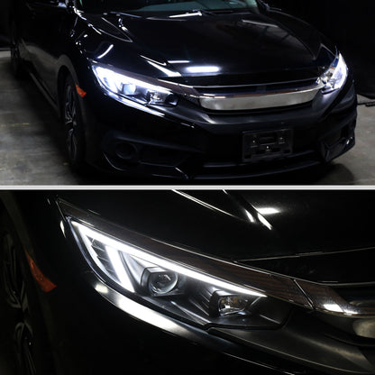 Spec-D Chrome Projector Headlights With Sequential LED For Civic 16-21