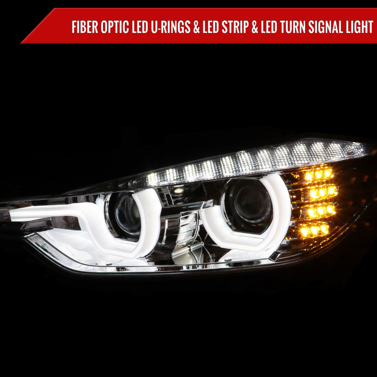 2013 F30 3-Series 4DR Dual Spec-D chrome aftermarket headlights