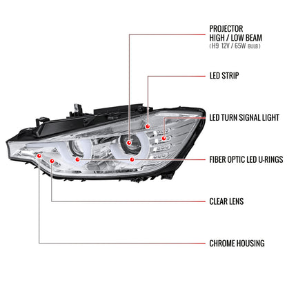 Spec-D F30 3-Series 4DR Dual 14 chrome headlights
