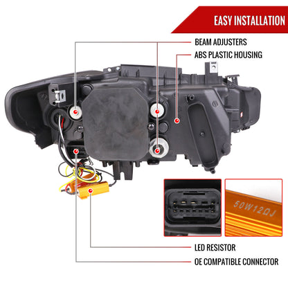13 F30 3-Series 4DR Dual Spec-D black Projector headlights