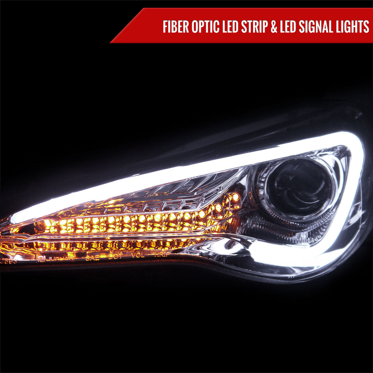 2013 Scion FRS Projector Strip Spec-D chrome aftermarket headlights