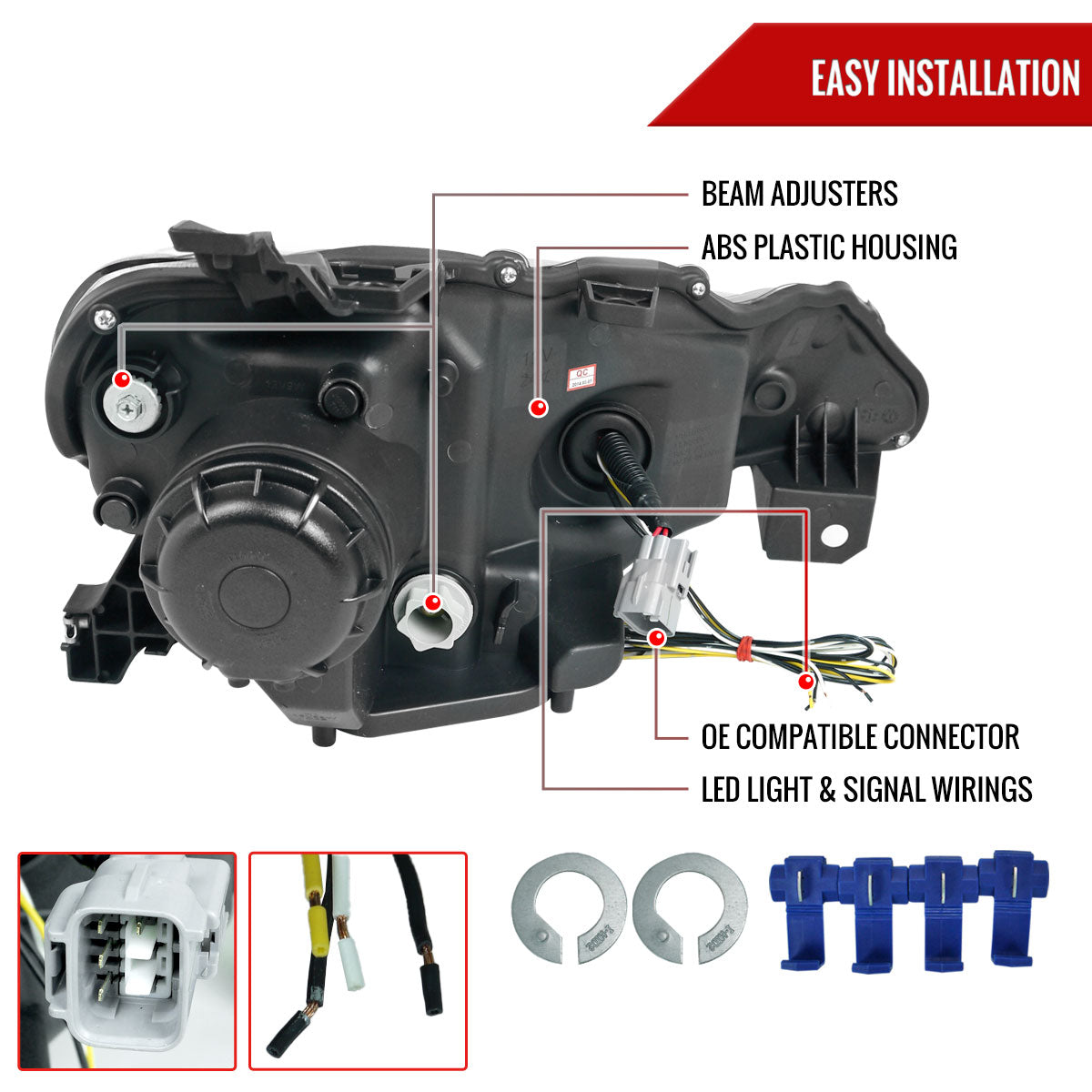 13 Scion FRS Spec-D black headlights