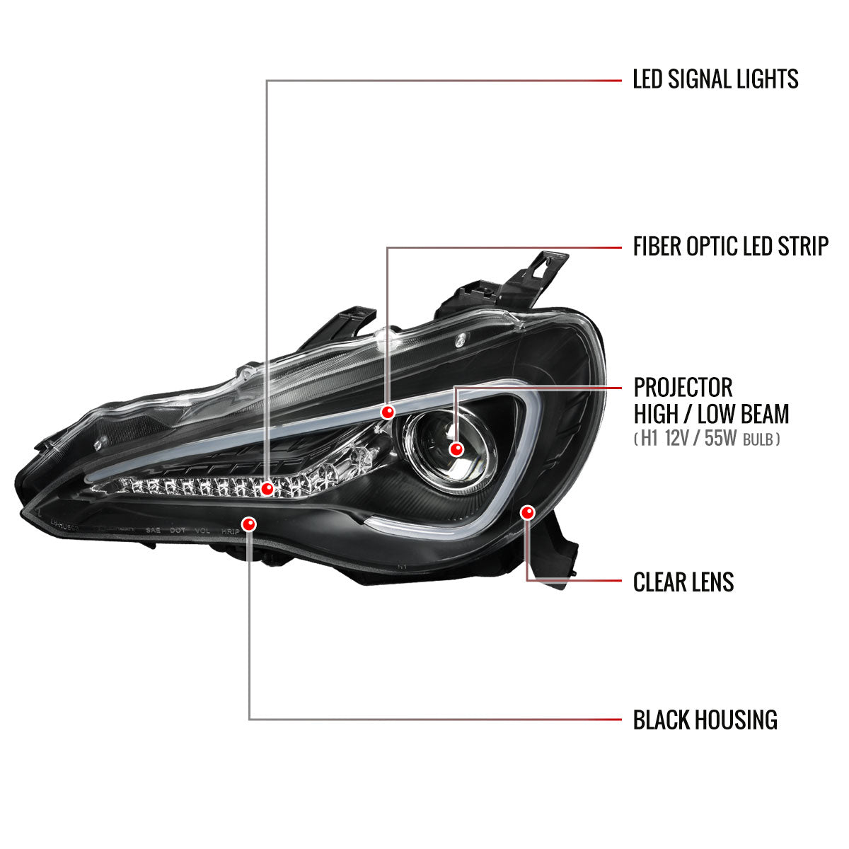 Spec-D Scion FRS 14 black headlights