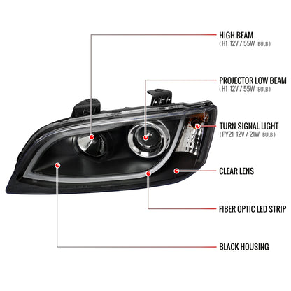 Spec-D 2008-2009 Pontiac G8 LED Bar Projector Black Headlights