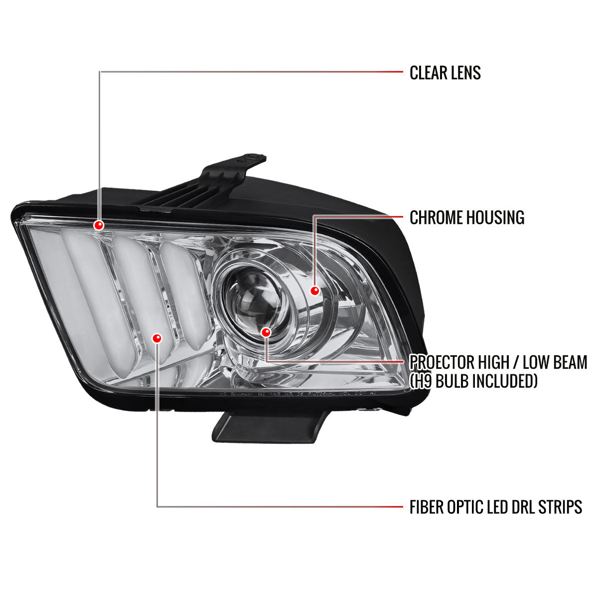 Spec-D Ford Mustang 07 Projector headlights