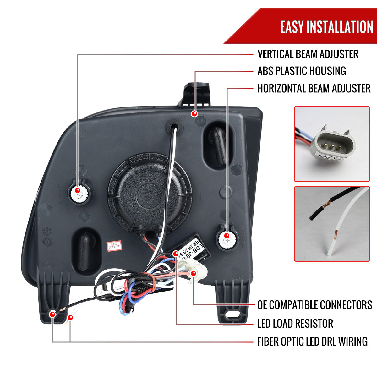 Spec-D 2005-2009 Ford Mustang LED Bar Projector J Black Headlights