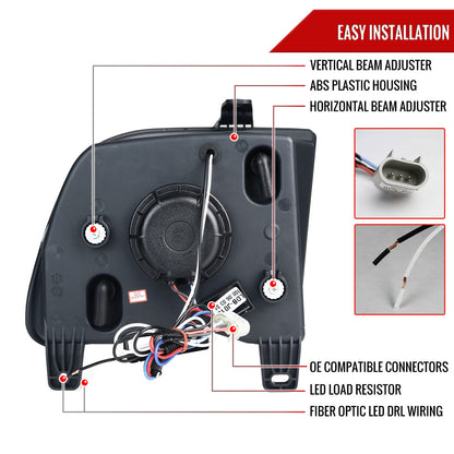 Spec-D 2005-2009 Ford Mustang LED Bar Projector J Black Headlights