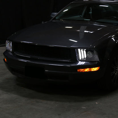 Spec-D 2005-2009 Ford Mustang LED Bar Projector J Black Headlights
