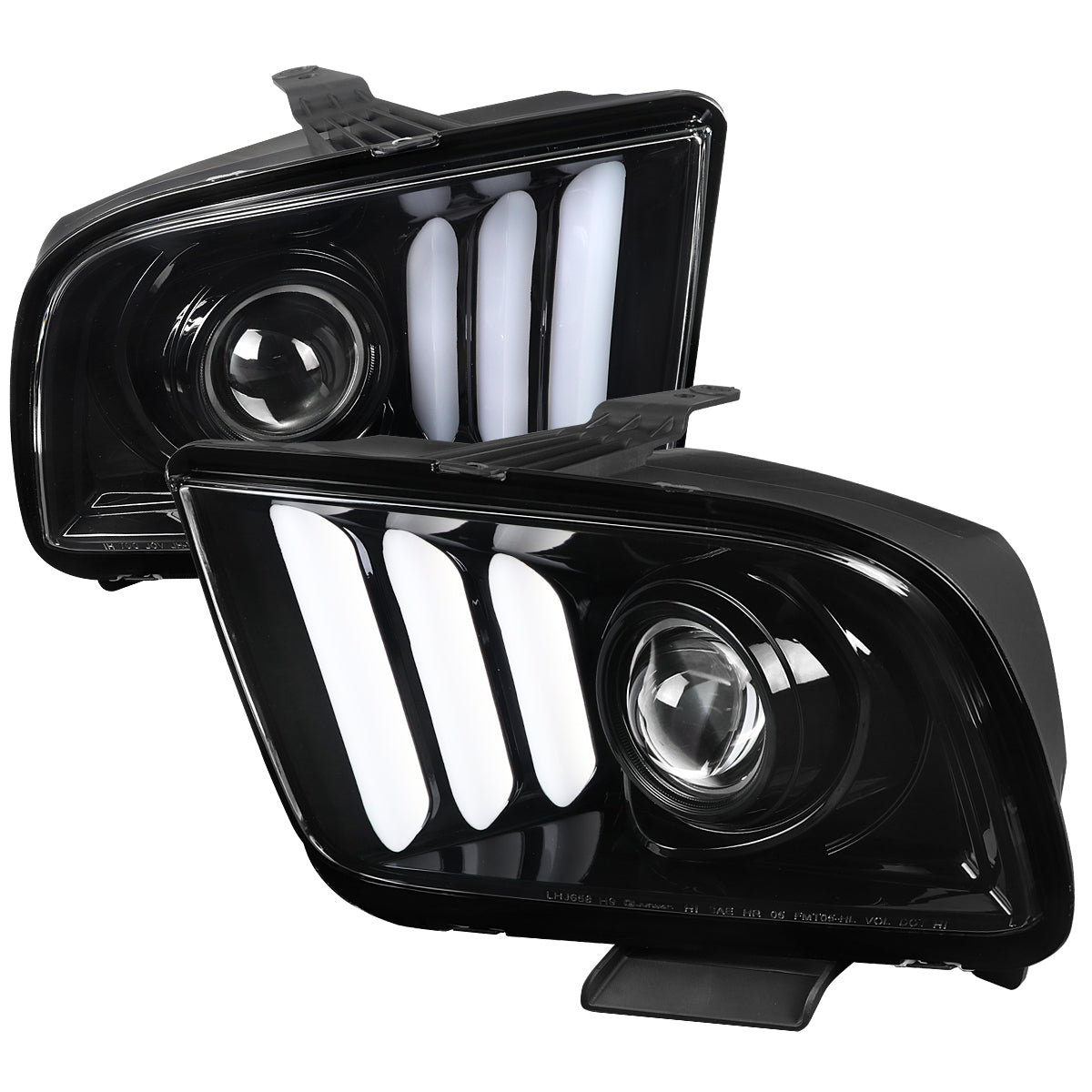 Spec-D 2005-2009 Ford Mustang LED Bar Projector J Black Headlights