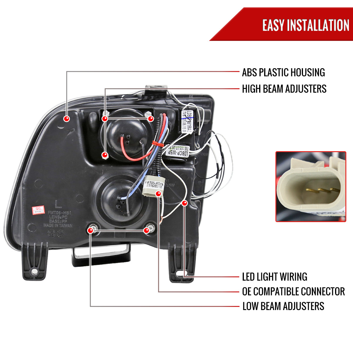 Spec-D 2005-2009 Ford Mustang Halo Projector J Black Headlights