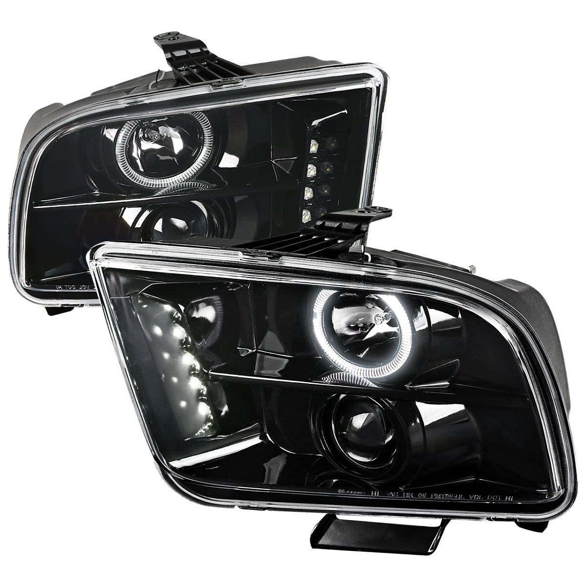 Spec-D 2005-2009 Ford Mustang Halo Projector J Black Headlights