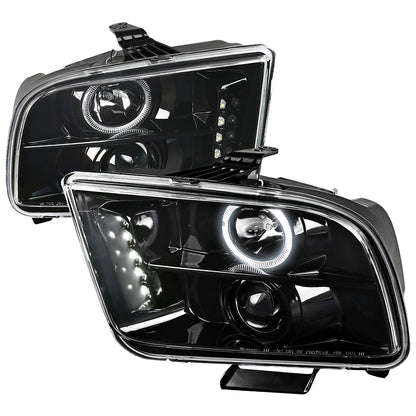 Spec-D 2005-2009 Ford Mustang Halo Projector J Black Headlights