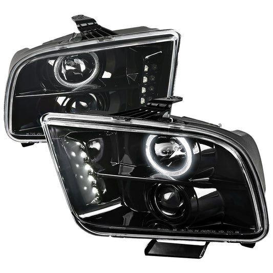 Spec-D 2005-2009 Ford Mustang Halo Projector J Black Headlights