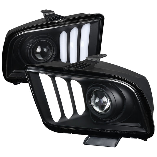 Spec-D 2005-2009 Ford Mustang LED Bar Projector Black Headlights