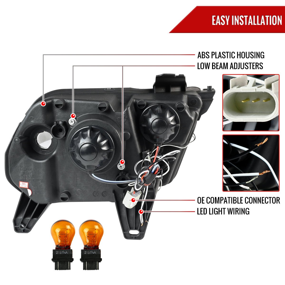 Spec-D 2010-2014 Ford Mustang Dual Halo Projector J Black Headlights