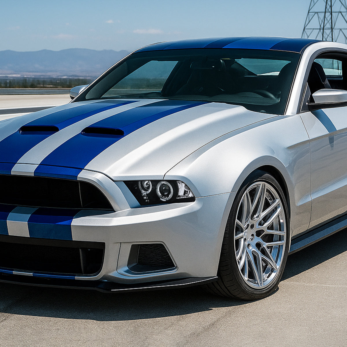 Spec-D 2010-2014 Ford Mustang Dual Halo Projector J Black Headlights