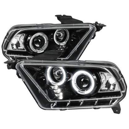 Spec-D 2010-2014 Ford Mustang Dual Halo Projector J Black Headlights