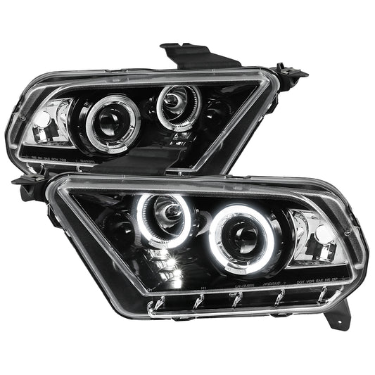Spec-D 2010-2014 Ford Mustang Dual Halo Projector J Black Headlights