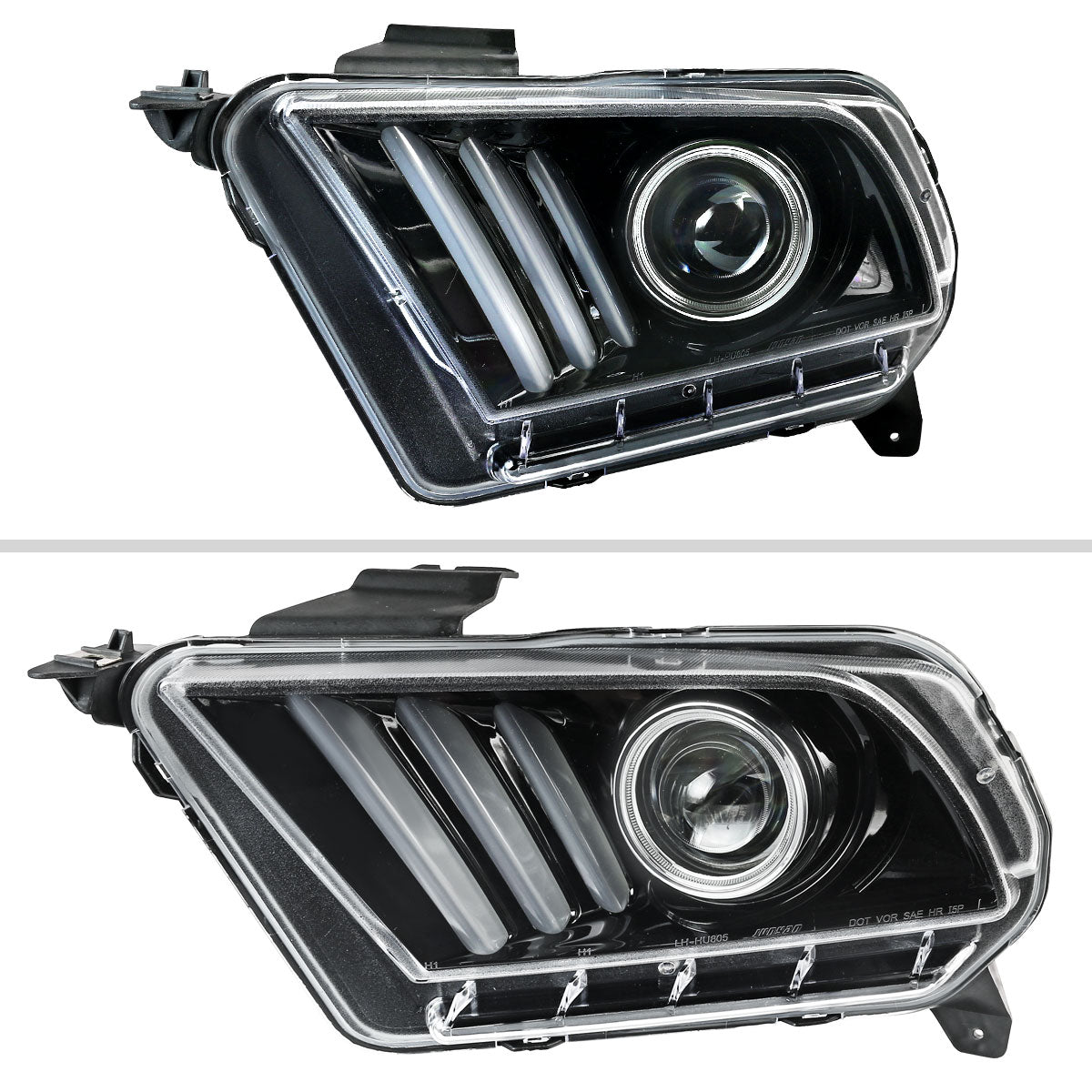 Spec-D 2010-2014 Ford Mustang LED Bar Projector w/ Sequential Turn Signals J Black Headlights