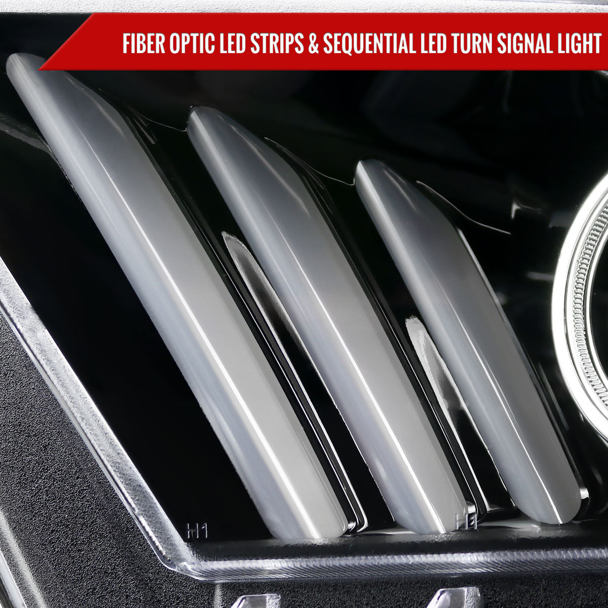 Spec-D 2010-2014 Ford Mustang LED Bar Projector w/ Sequential Turn Signals J Black Headlights