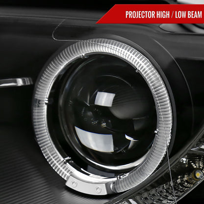 Spec-D 2006-2010 Volkswagen Passat Halo Projector w/ R8 Style LED Light Strip Black Headlights