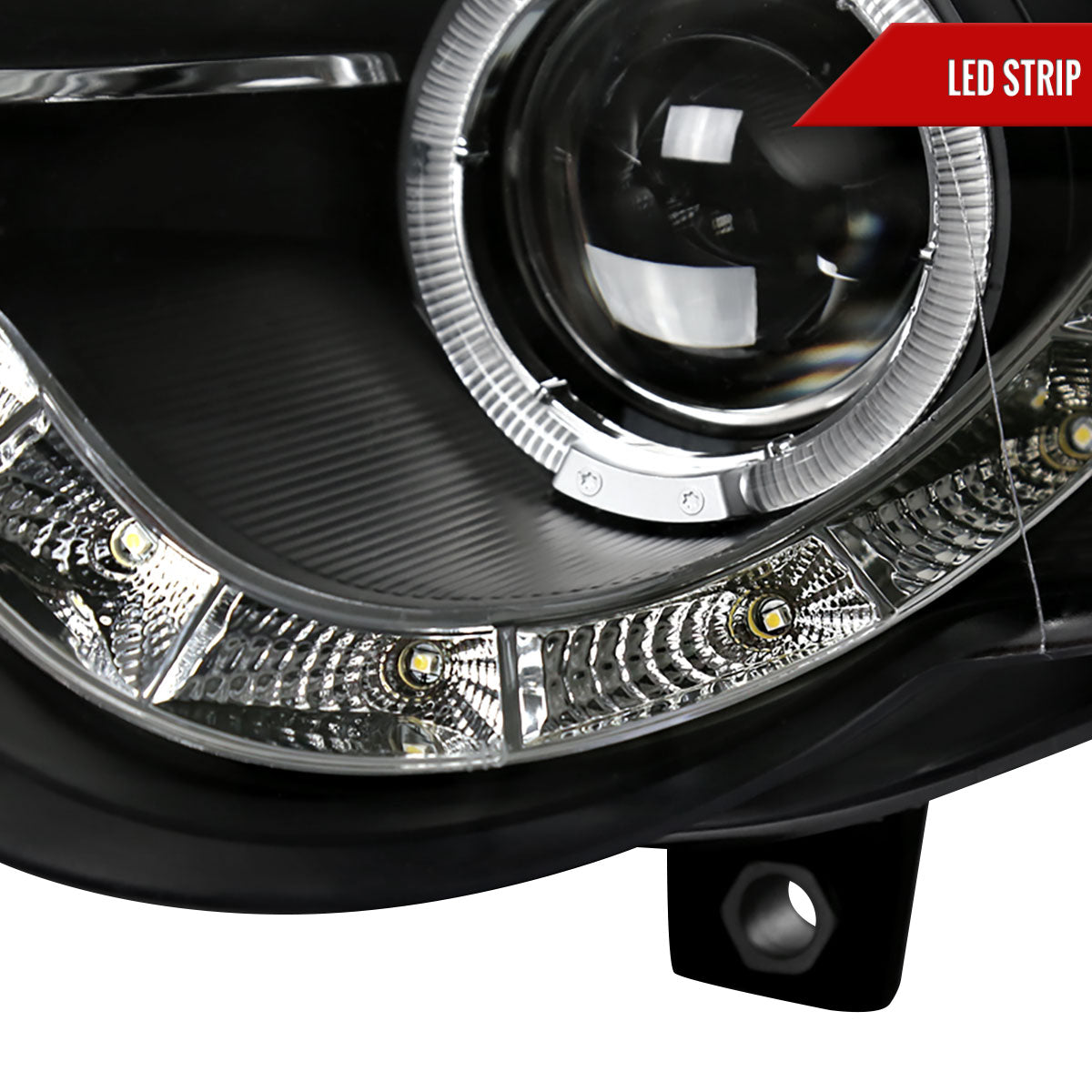 Spec-D 2006-2010 Volkswagen Passat Halo Projector w/ R8 Style LED Light Strip Black Headlights