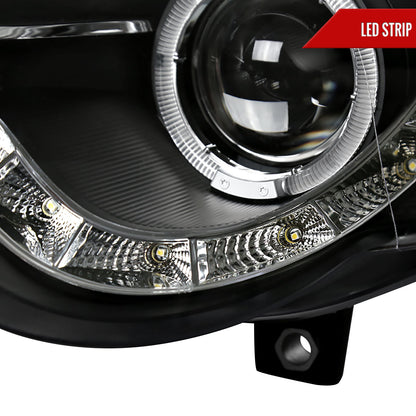 Spec-D 2006-2010 Volkswagen Passat Halo Projector w/ R8 Style LED Light Strip Black Headlights
