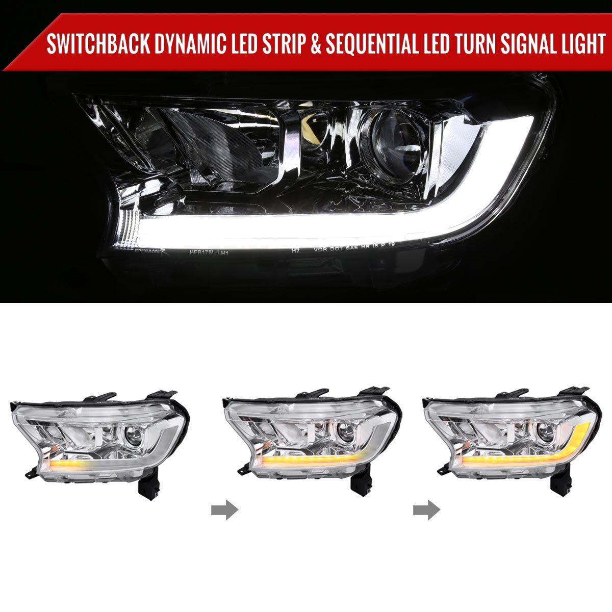 2020 Ford Ranger Spec-D chrome aftermarket headlights