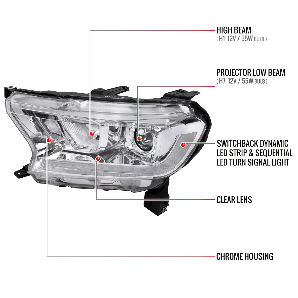 22 Ford Ranger Spec-D chrome lighting upgrade
