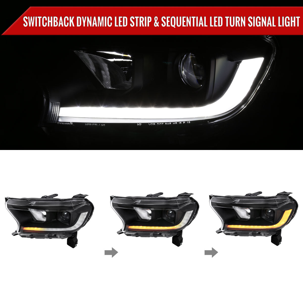 2020 Ford Ranger Spec-D black aftermarket headlights