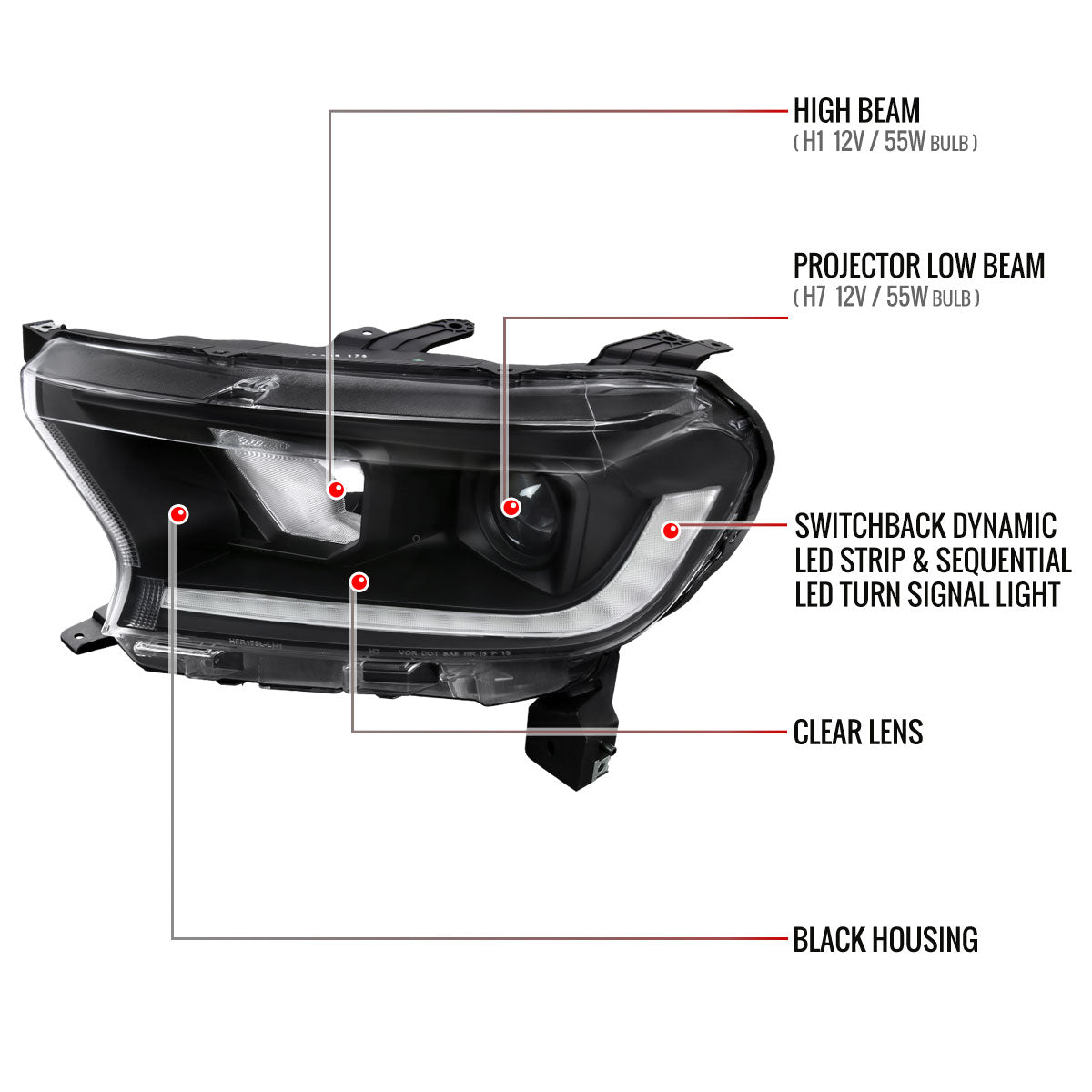 22 Ford Ranger Spec-D black lighting upgrade